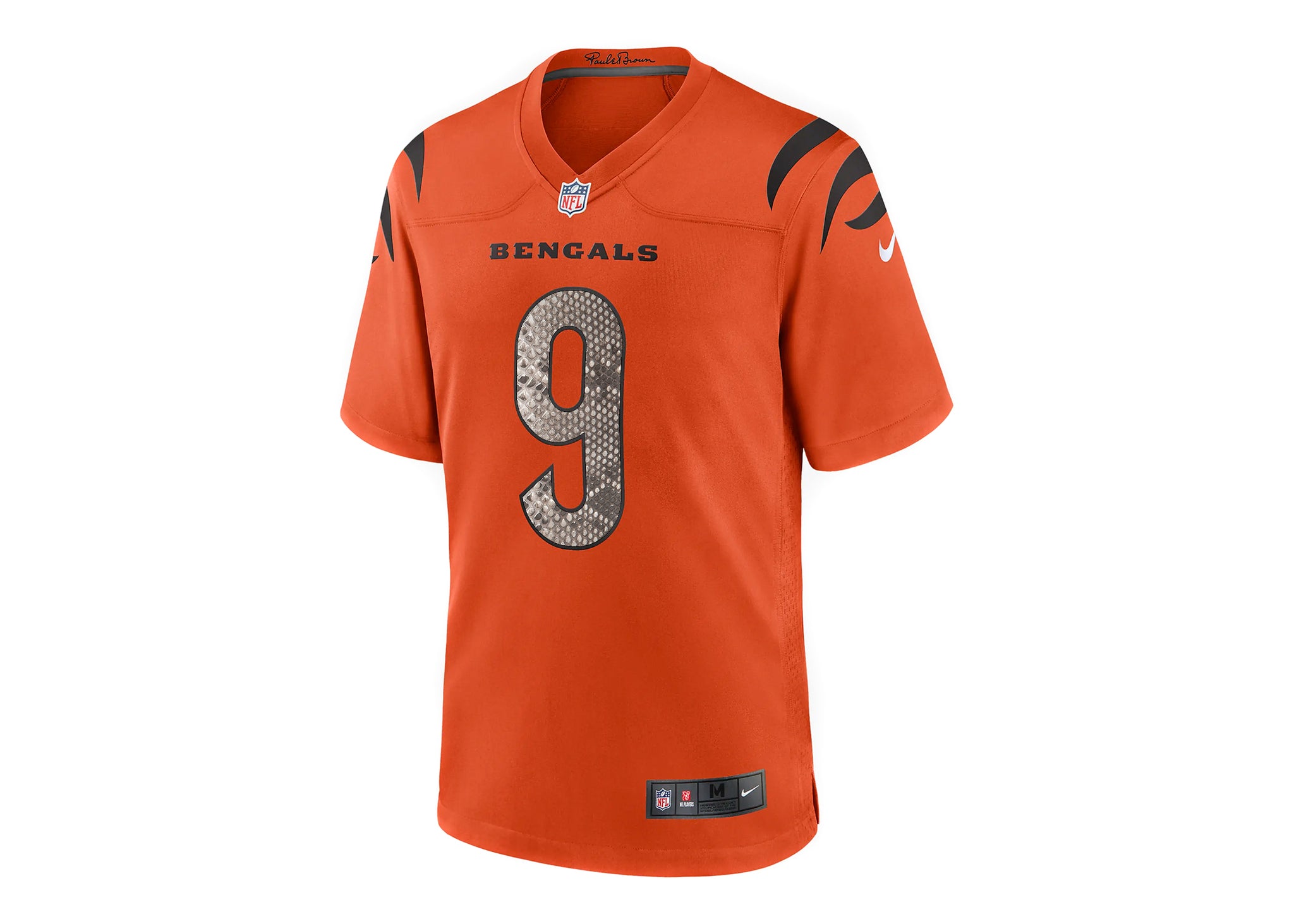 Custom Nike Joe Burrow Cincinnati Bengals Python Orange Jersey