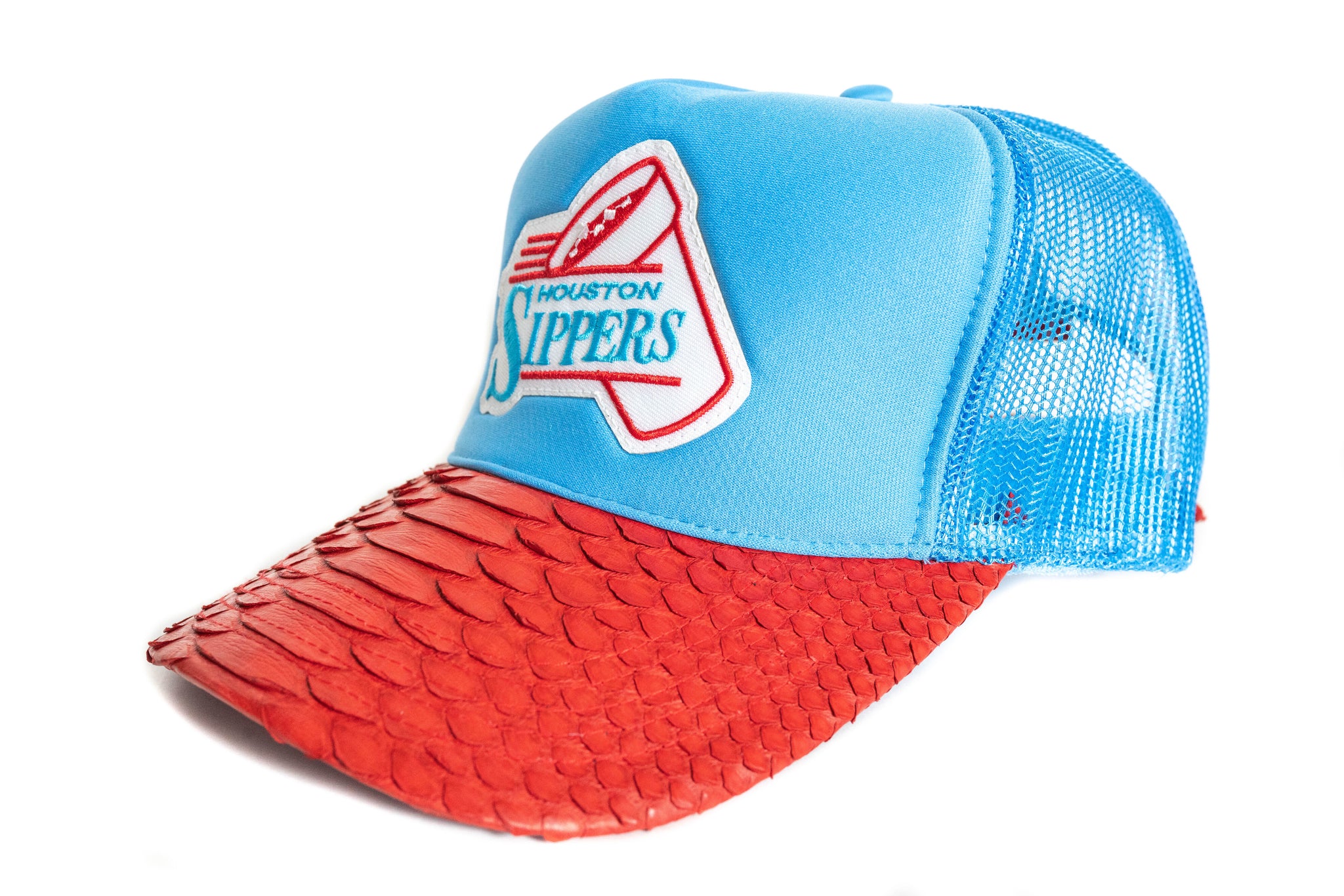 Custom HOUSTON SIPPERS Custom Red Python Trucker Hat Strapback