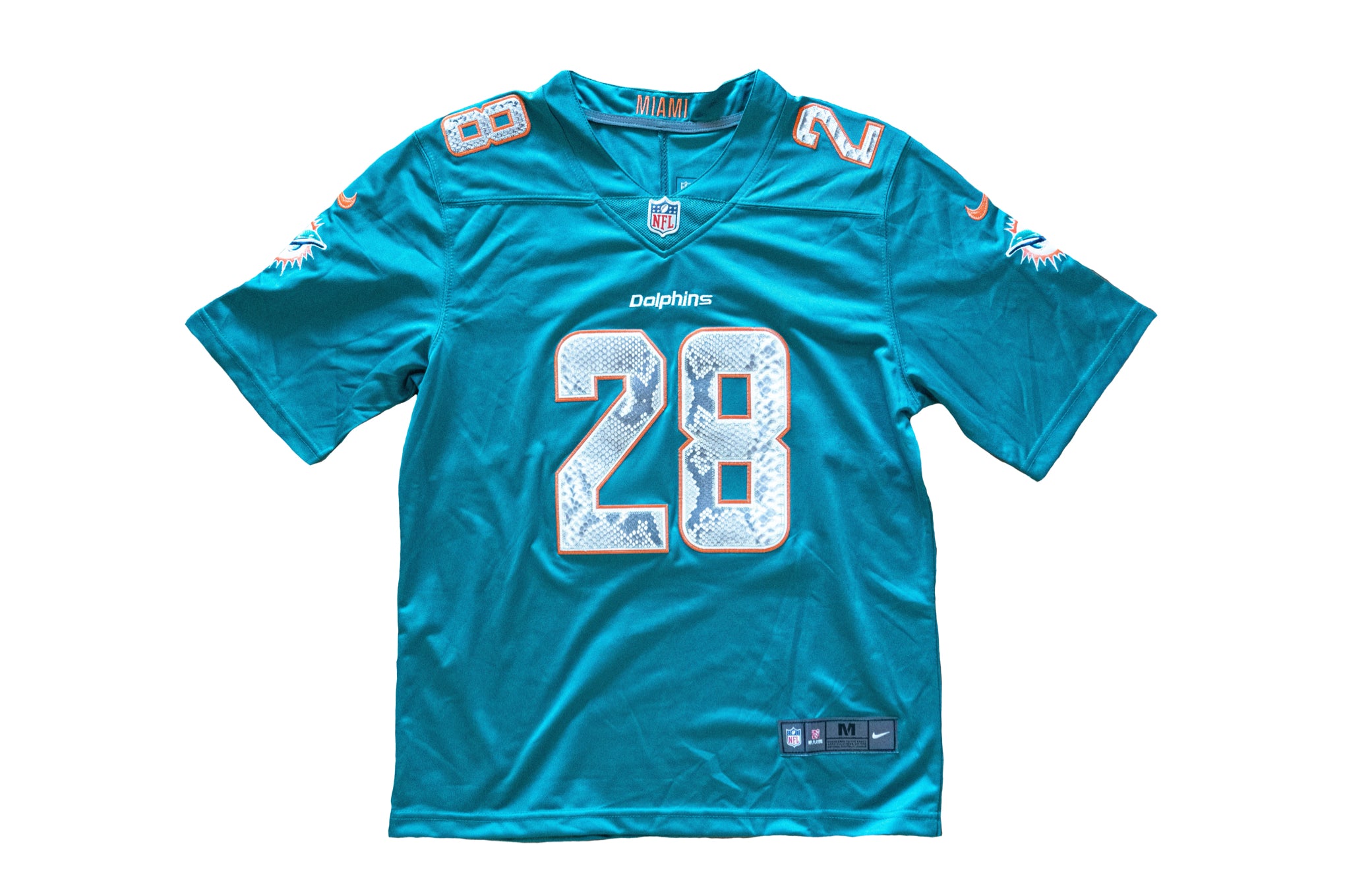 Custom Nike De'Von Achane Miami Dolphins Python Jersey