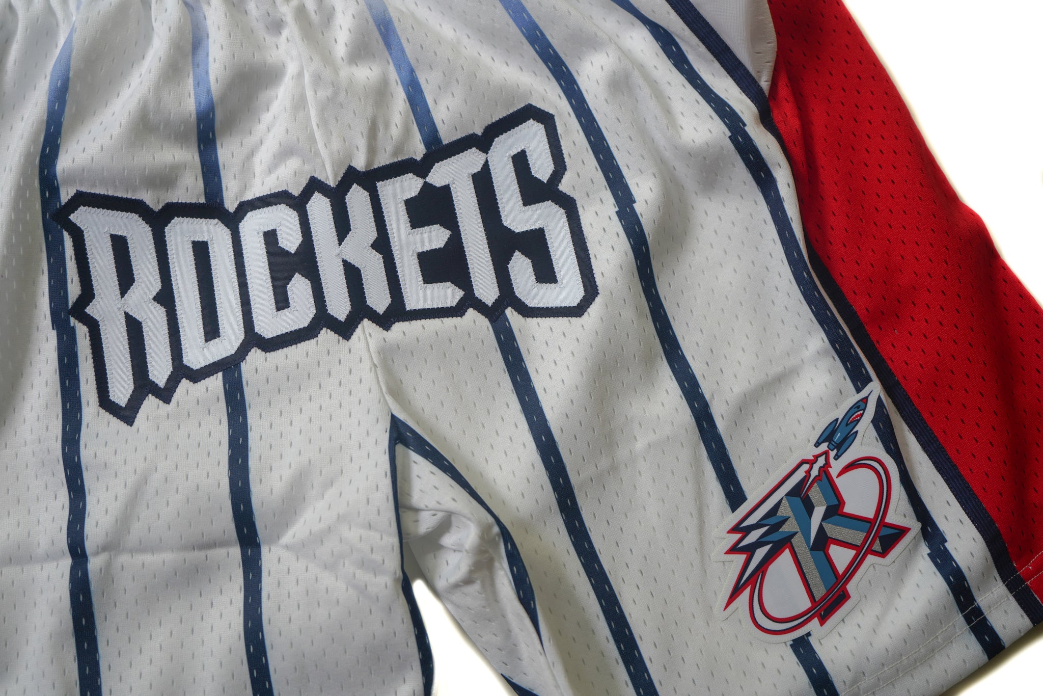 Custom Mitchell & Ness Houston Rockets White Swingman Shorts
