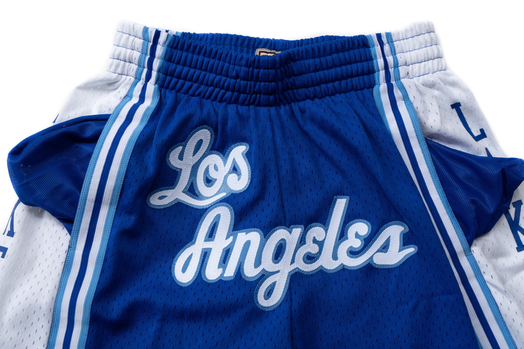 Custom Mitchell & Ness Los Angeles Lakers 1996-1997 Royal Blue "Los Angeles" Swingman Shorts