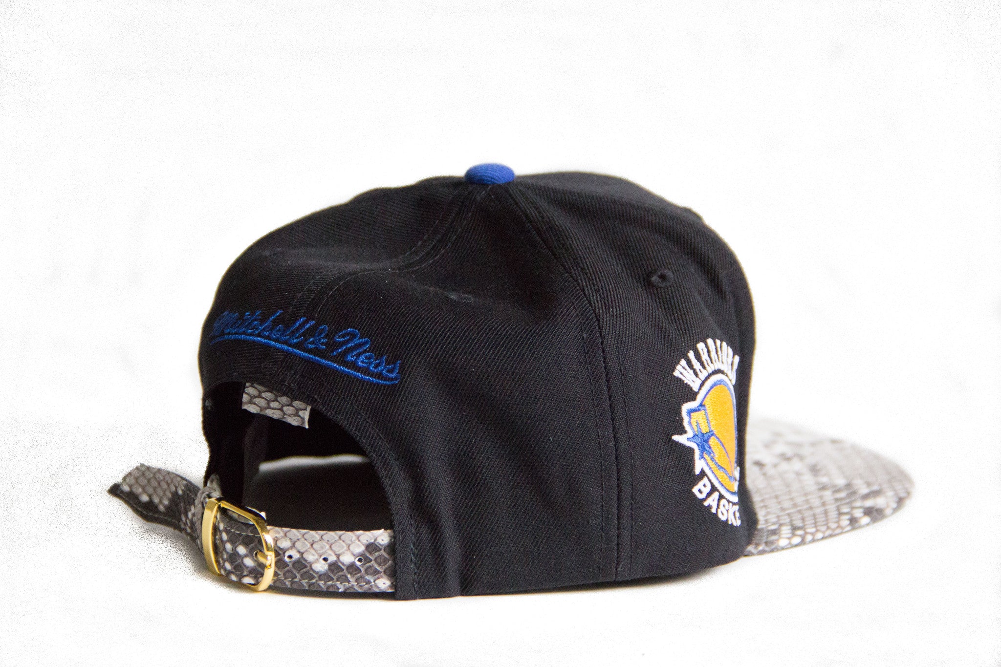 Custom Mitchell & Ness Golden State Warriors The Script Black Strapback (Natural)