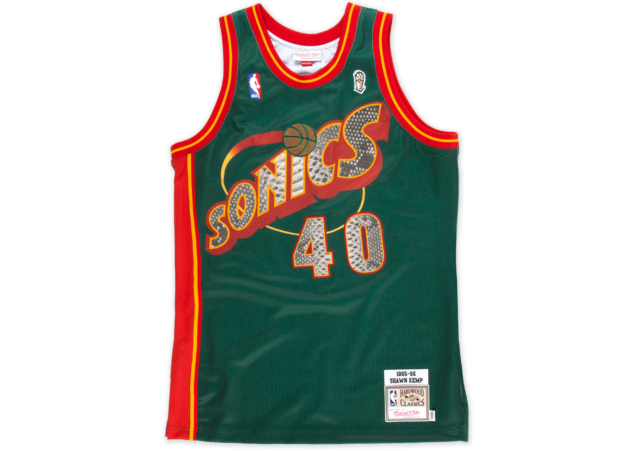 Custom Mitchell & Ness Shawn Kemp 1995-1996 Seattle SuperSonics Python Jersey