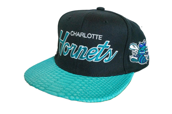 Custom Mitchell & Ness Charlotte Hornets Script Strapback Teal