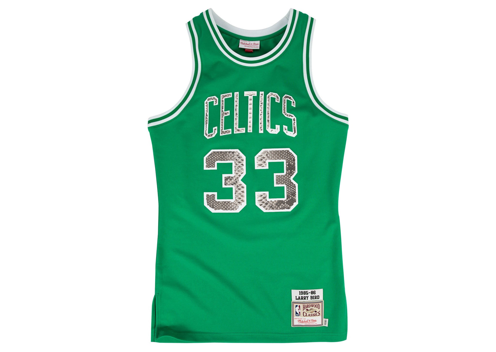 Custom Mitchell & Ness Larry Bird 1985-1986 Boston Celtics Python Jersey