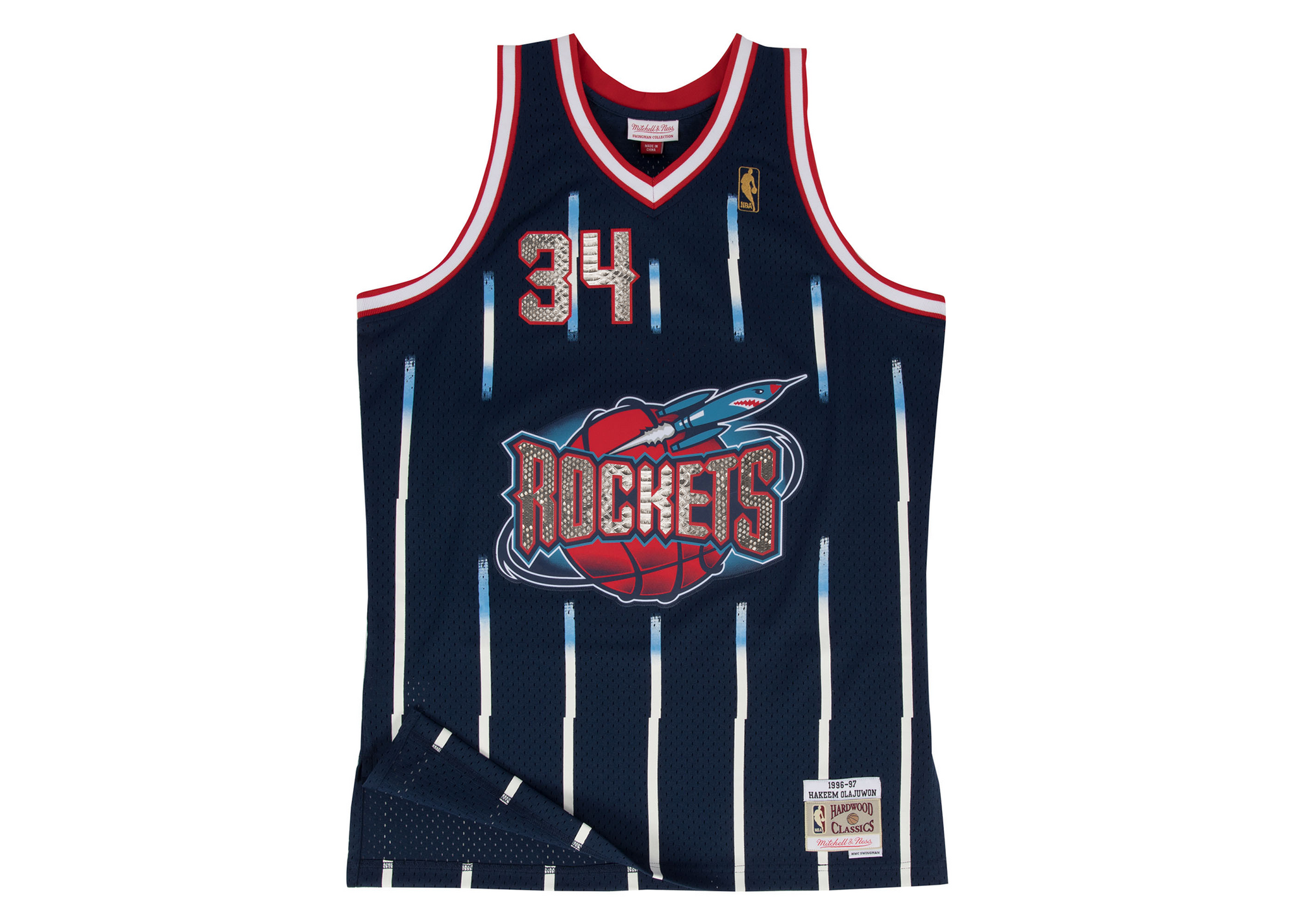 Custom Mitchell & Ness Hakeem Olajuwon 1996-1997 Houston Rockets Python Jersey
