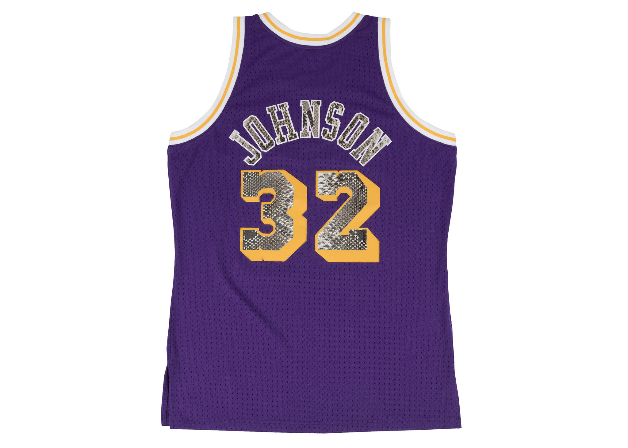 Custom Mitchell & Ness Magic Johnson 1984-1985 Los Angeles Lakers Python Jersey (Away)