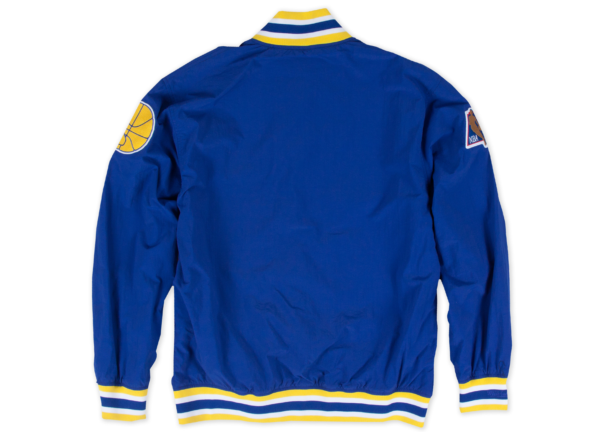 Custom Mitchell & Ness Golden State Warriors "Nothing But Net" Python Warm Up Jacket (Blue)